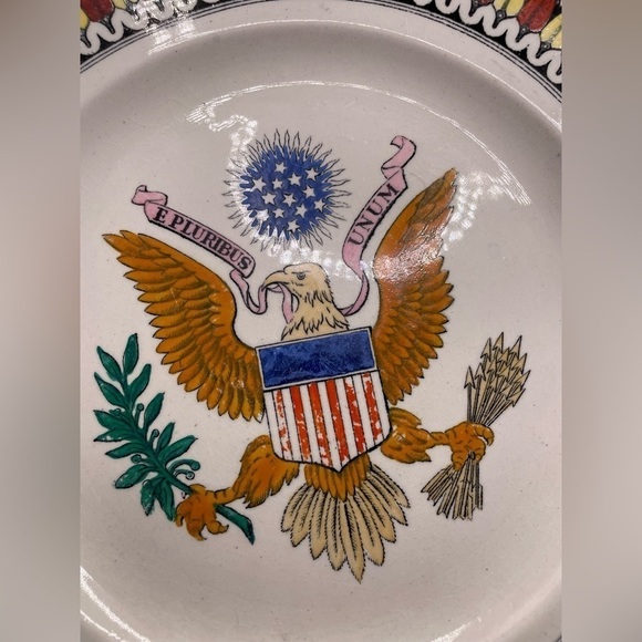 Adam Tunstall Patriotic Ceramic Plate "U.S.‎ Coat of Arms" 1891, England - Picture 7 of 7